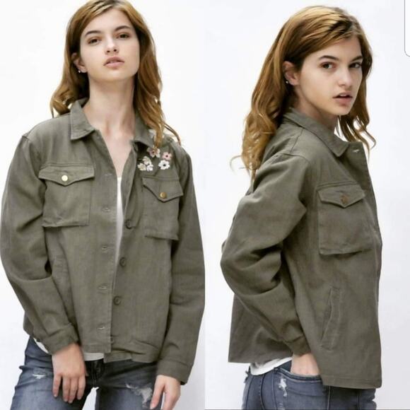 Roly Poly floral embroidered button up jacket green multicolor small - Picture 8 of 8